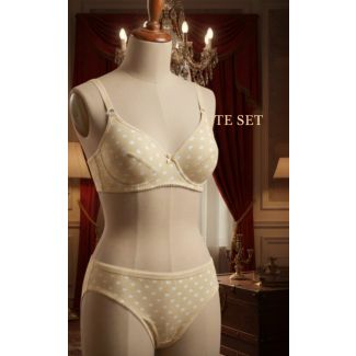 Cream polka dot lingerie set India