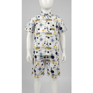 Boy's printed cotton shirt and shorts set - Gangavathi Exports