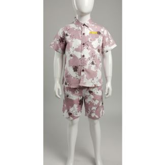 Kids' Dusty Rose floral cotton shirt and shorts set - comfortable and stylish summer wear