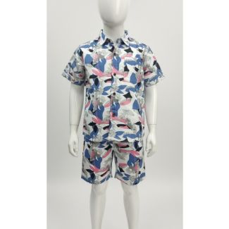 Kids' floral print cotton shirt and shorts set - summer casual wear