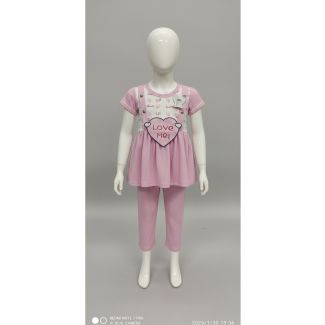 Pink floral top and pant set for girls India