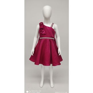 Raspberry one-shoulder party dress for girls - A-line silhouette