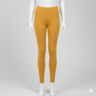 Mustard yellow 210 GSM 4-way stretch cotton ankle-length leggings on mannequin.
