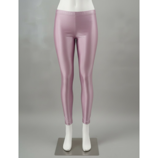 Shimmer lavender ankle-length leggings on a mannequin against a gray background.