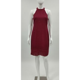 Burgundy halter neck sleeveless party dress India