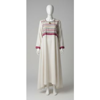 Cream color party wear kurti with striped design India