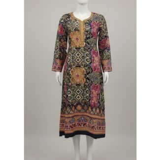 Floral printed cotton kurti full sleeve A-line dress - Gangavathi Exports