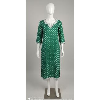 Green polka dot cotton kurti 3/4 sleeve India
