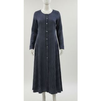 Navy blue striped cotton blend kurti full sleeve A-line India