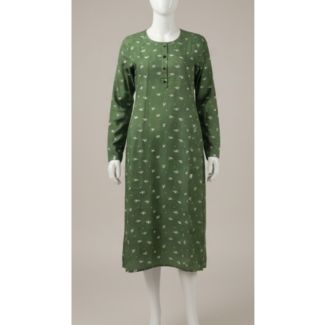 Olive green floral cotton kurti full sleeve India