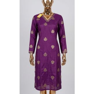 Women's maroon cotton straight kurti with full sleeves for party wear India