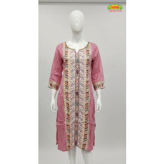 Rose floral printed cotton kurti 3/4 sleeve - Gangavathi Exports