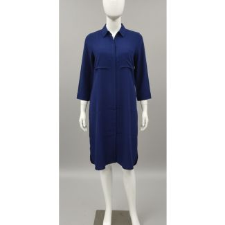 Solid navy blue shirt dress with 3/4 sleeves displayed on a mannequin in India