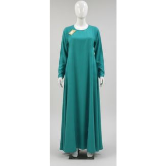 Teal green maxi dress full sleeve A-line India