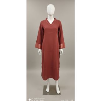 Terracotta solid cotton kurti 3/4 sleeve A-line India