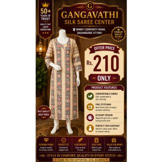 Womens Beige Floral Print Kurti with 3/4 Sleeves for Women India