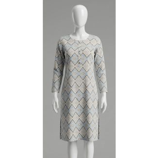 Women's Geometric Print Rayon Kurti 3/4 Sleeve Straight Cut India