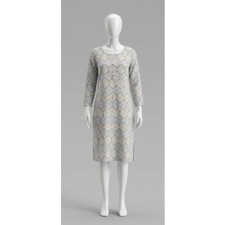Women's Grey Geometric Print Rayon 3/4 Sleeve Straight Kurti India