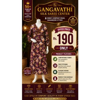 Womens Maroon Floral Rayon Kurti with V-Neck 3/4 Sleeve India