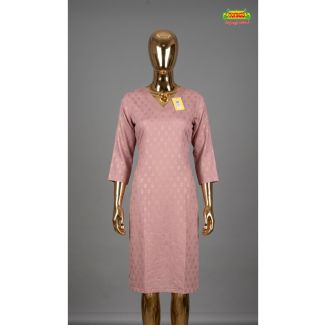 Women's mauve textured cotton straight kurti with 3/4 sleeves online India