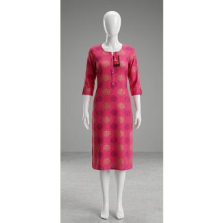 Women's Pink Floral Rayon 3/4 Sleeve Kurti for women in India