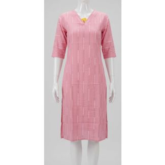 Women's Pink Printed Rayon Kurti India