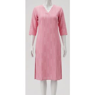 Women's Pink Striped Rayon Kurti India