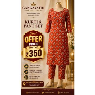 Women's Rust Orange Geometric Kurti Set India