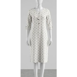 Women's White Floral Rayon Kurti India