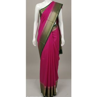 Premium Magenta Saree Gold Zari Border Contrast