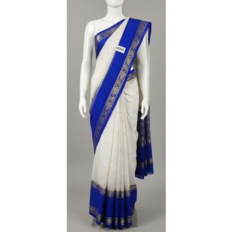 Royal Blue Contrast Border Saree Traditional Drape