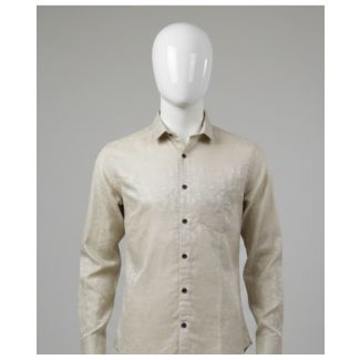 Beige floral print men's casual shirt full sleeve India