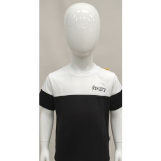 Black and white color block kids athlete t-shirt