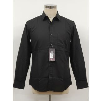 Black cotton formal shirt full sleeve for men - Gangavathi Exports
