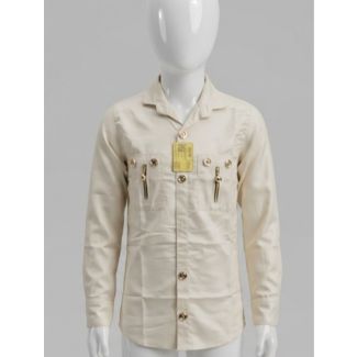 Boys Beige Utility Full Sleeve Shirt with Zipper Pockets India