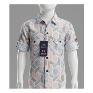 Boys geometric print cotton full sleeve button down shirt for kids India