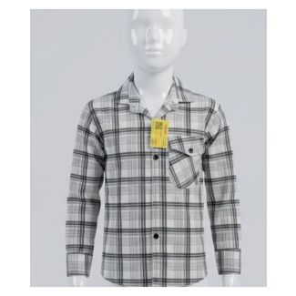 Boys Grey and White Checkered Full Sleeve Shirt for daily wear India