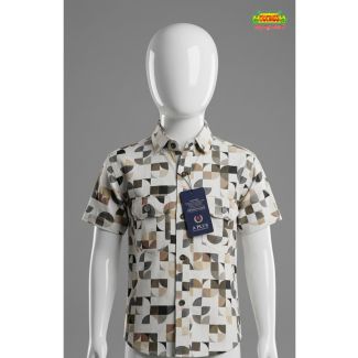 Boys printed geometric cotton half sleeve shirt for kids in India