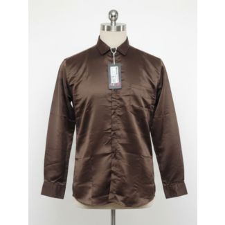 Brown Satin Full Sleeve Men's Shirt