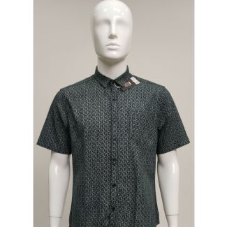 Dark green geometric patterned cotton shirt short sleeve India