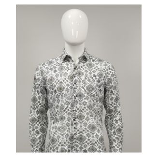 Gray geometric print cotton full sleeve men's shirt India