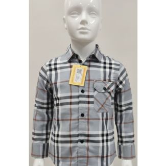 Grey plaid cotton shirt with full sleeves for kids India