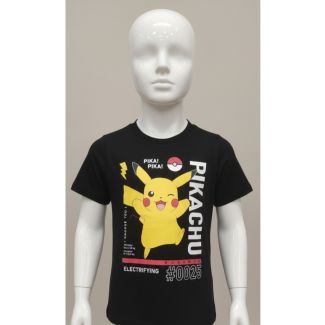 Black cotton Pikachu t-shirt for kids in India
