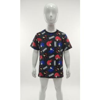 Black Sonic printed cotton kids t-shirt India