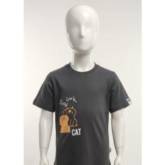 Charcoal grey kids t-shirt with cartoon cat graphic India