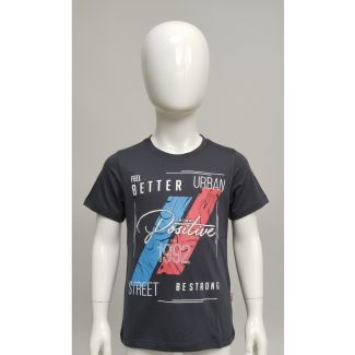 Kids dark grey graphic print cotton t-shirt half sleeve India