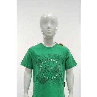 Green cotton t-shirt for kids with graphic print India