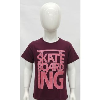 Maroon skateboarding graphic kids' t-shirt India