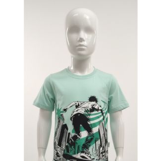Kids mint green skateboard graphic cotton t-shirt India