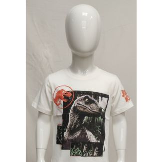 Kids white cotton t-shirt with dinosaur graphic print